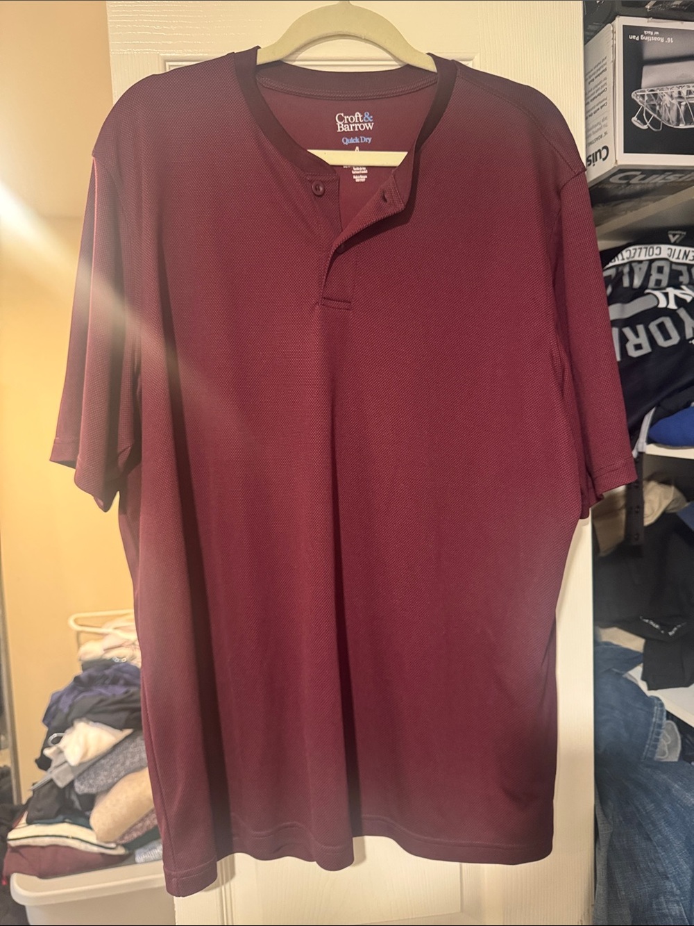croft & barrow Burgundy Short-Sleeve Henley Shirt